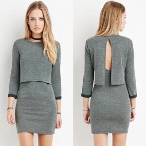 FOREVER 21 Charcoal Gray Open-Back Sweater Dress - Size Medium